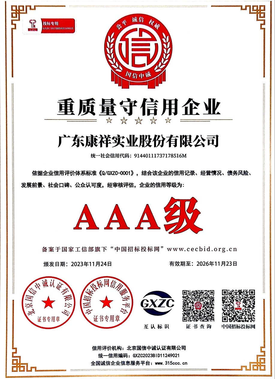 避孕套廠家廣東康祥實業(yè)股份有限公司榮獲AAA級“重質(zhì)量守信用企業(yè)”稱號